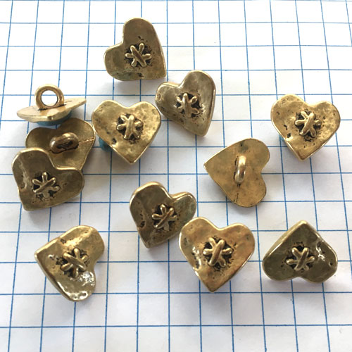 Gold Heart Metal Buttons for Jewelry