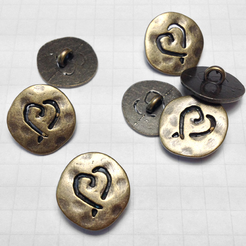 Anitque Brass Heart Metal Buttons for Jewelry