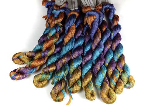 Panaché Tubular Hand Dyed Knit Rayon Ribbon Mini Skein Prefect for Kumihimo