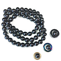 6mm Hematite, Rainbow Hematite, and Pearlescent Hematite Beads for Square Knot Bracelet Designs and More