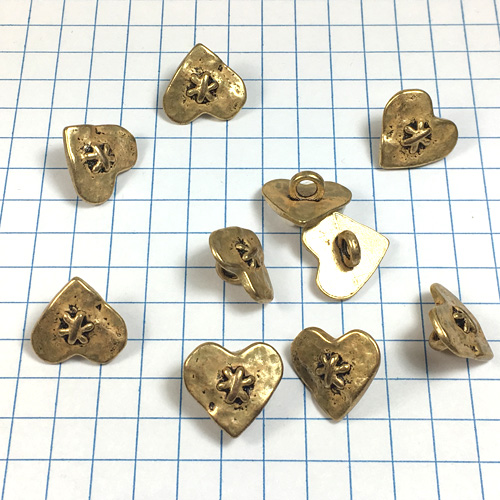 Gold Heart Metal Buttons for Jewelry
