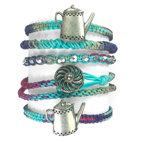 Bracelet Stacks made with Space Dyed Chinese Knotting Cord