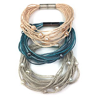 Multi Strand Linen and Freshwater Pearl Bracelet Kit