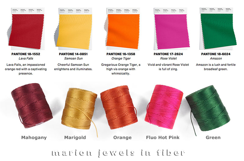 C-Lon Bead Cord Colors compared to the Pantone 2022-23 Fall/Winter New York Fashion Color Palette
